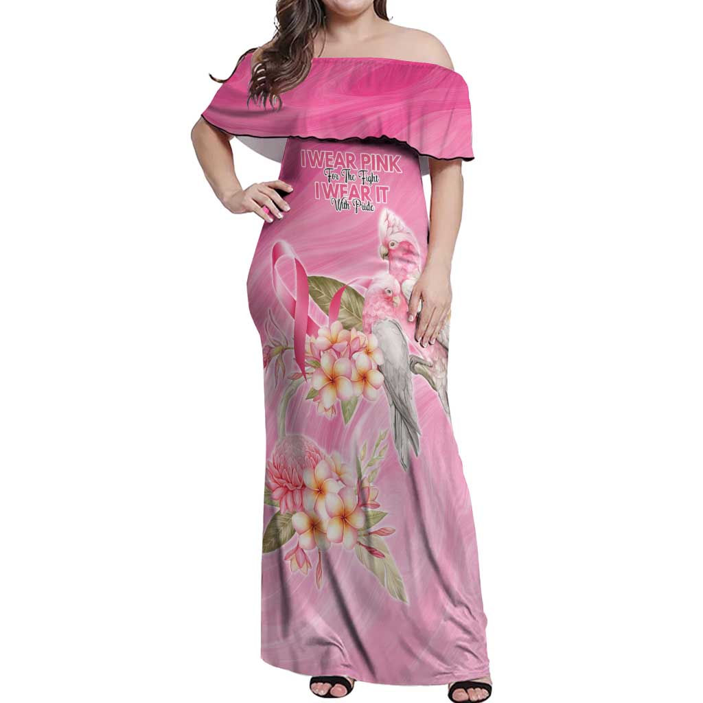 Personalised I Wear Pink For The Fight Off Shoulder Maxi Dress Australian Breast Cancer Spirit - Vibe Hoodie