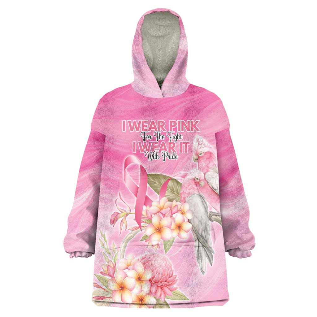 Personalised I Wear Pink For The Fight Wearable Blanket Hoodie Australian Breast Cancer Spirit - Vibe Hoodie