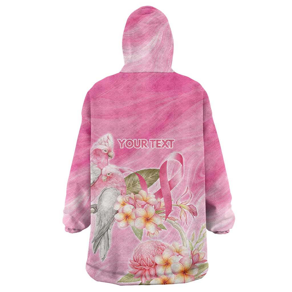 Personalised I Wear Pink For The Fight Wearable Blanket Hoodie Australian Breast Cancer Spirit - Vibe Hoodie