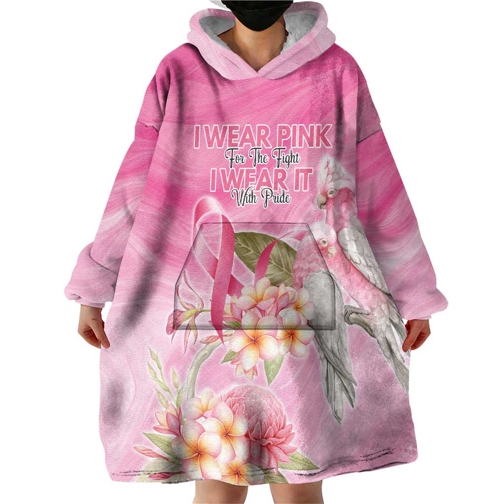 Personalised I Wear Pink For The Fight Wearable Blanket Hoodie Australian Breast Cancer Spirit - Vibe Hoodie