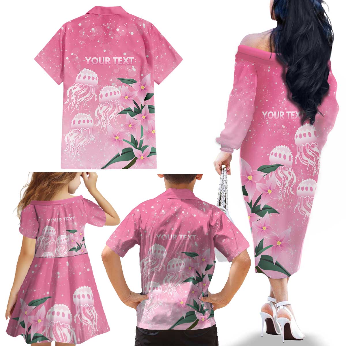 Personalised Pink Boronia of Hope Family Matching Off The Shoulder Long Sleeve Dress and Hawaiian Shirt Australia’s Fight Against Breast Cancer - Vibe Hoodie