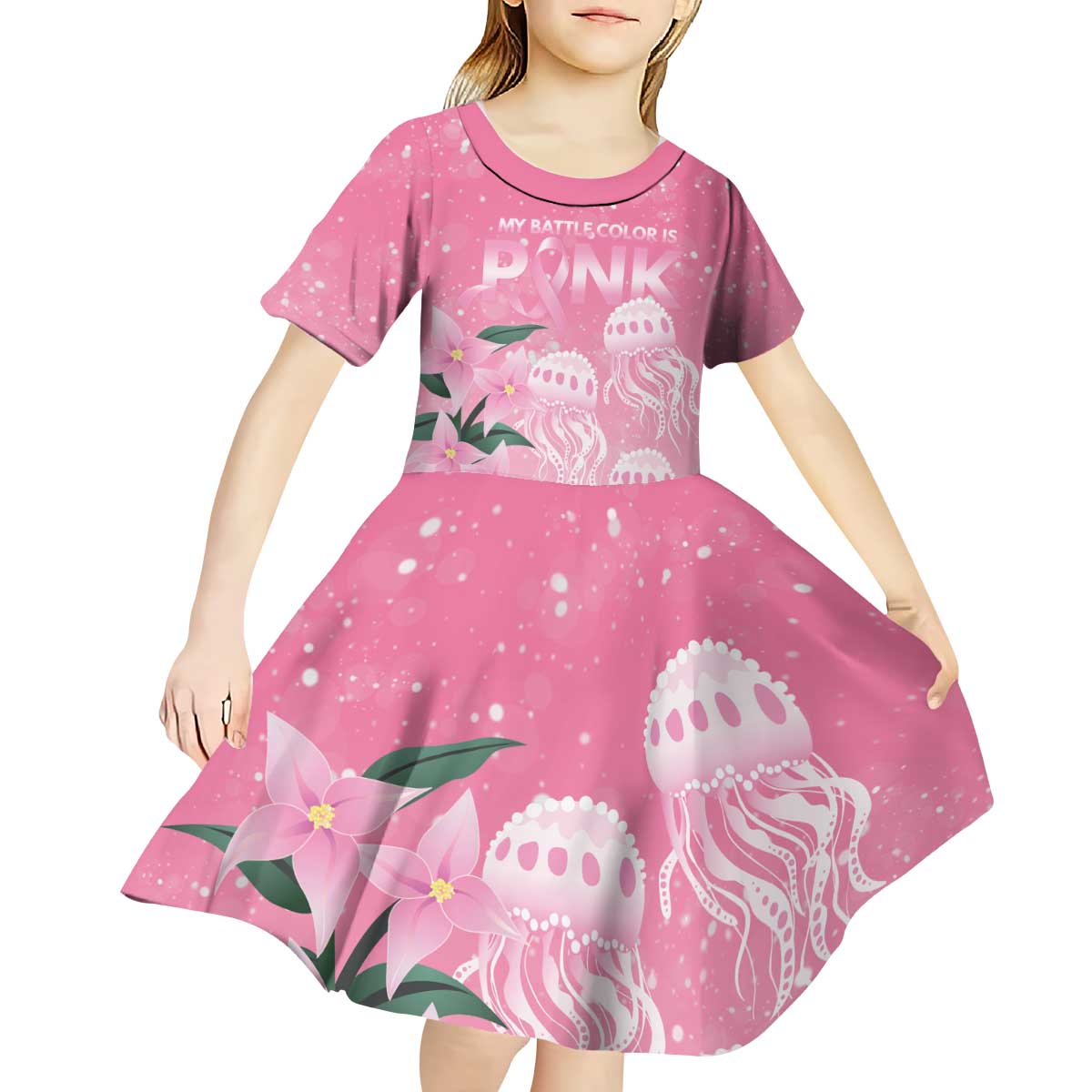 Personalised Pink Boronia of Hope Kid Short Sleeve Dress Australia’s Fight Against Breast Cancer - Vibe Hoodie