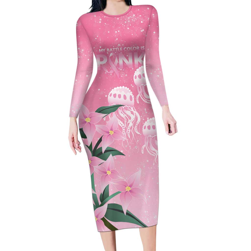 Personalised Pink Boronia of Hope Long Sleeve Bodycon Dress Australia’s Fight Against Breast Cancer - Vibe Hoodie