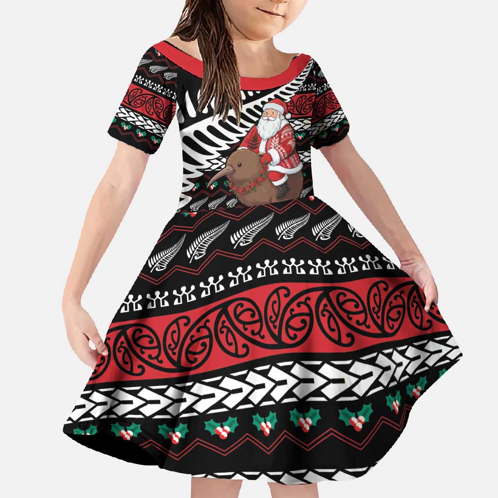 New Zealand Kiwi Santa Christmas Family Matching Long Sleeve Bodycon Dress and Hawaiian Shirt He Wairua Kirihimete - Vibe Hoodie