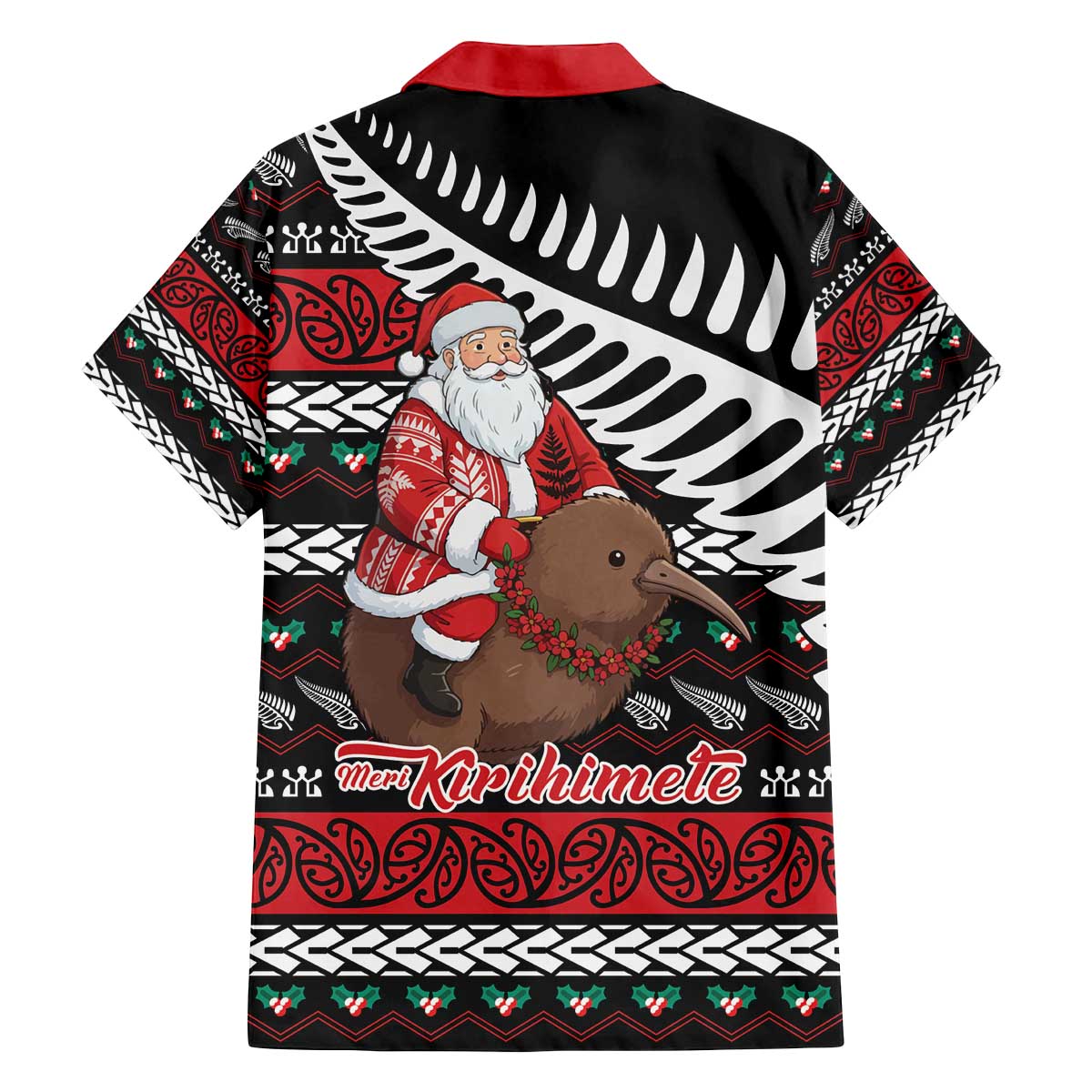 New Zealand Kiwi Santa Christmas Family Matching Off The Shoulder Long Sleeve Dress and Hawaiian Shirt He Wairua Kirihimete - Vibe Hoodie