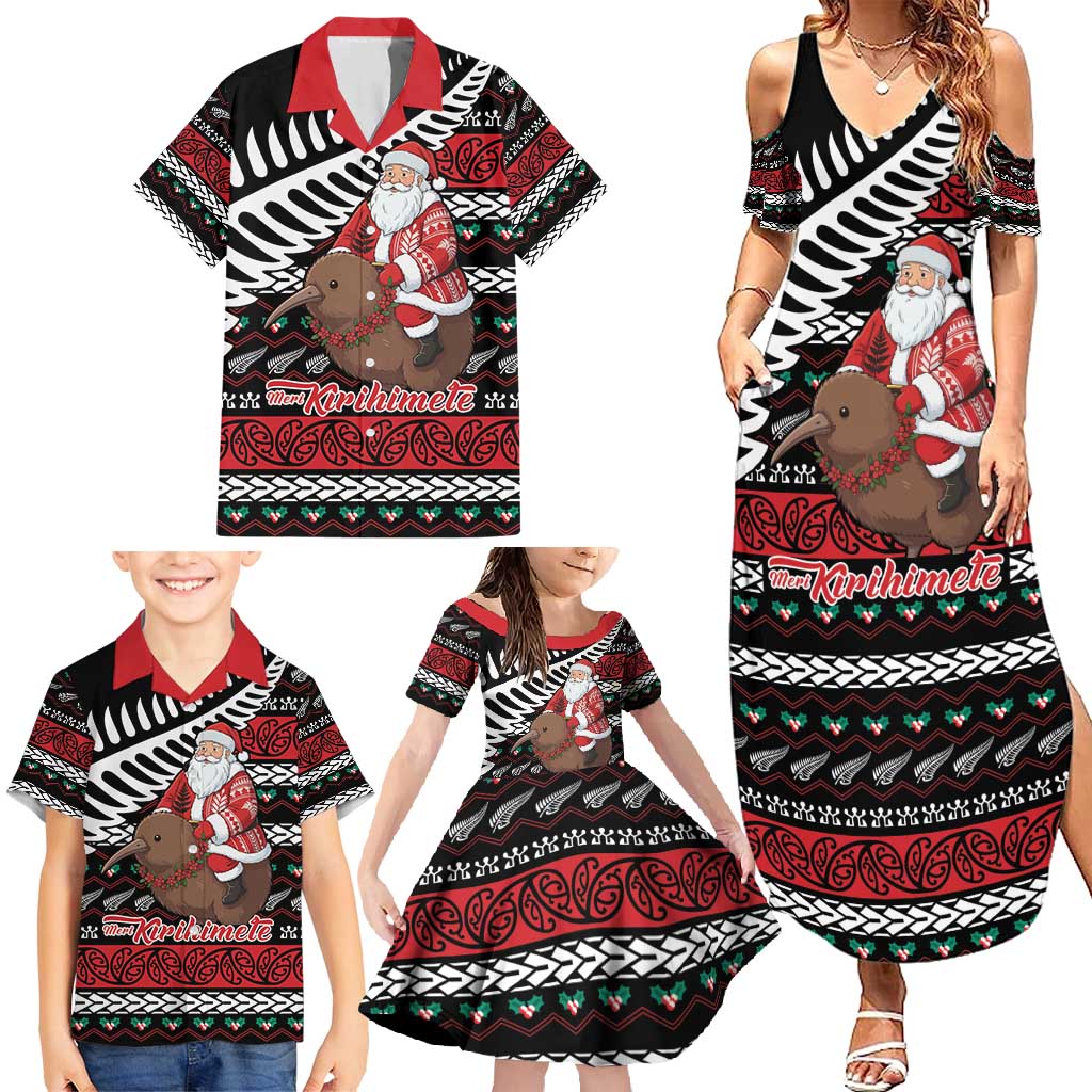 New Zealand Kiwi Santa Christmas Family Matching Summer Maxi Dress and Hawaiian Shirt He Wairua Kirihimete - Vibe Hoodie