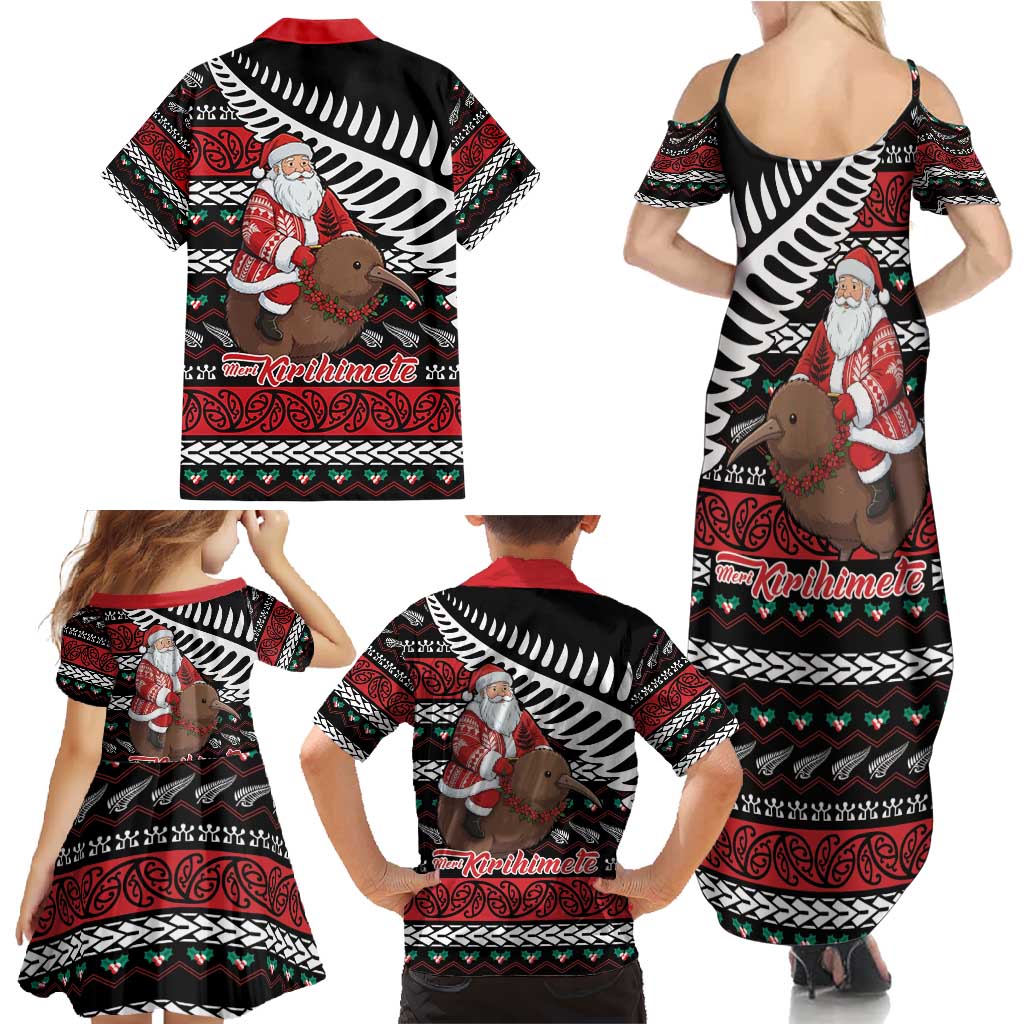 New Zealand Kiwi Santa Christmas Family Matching Summer Maxi Dress and Hawaiian Shirt He Wairua Kirihimete - Vibe Hoodie