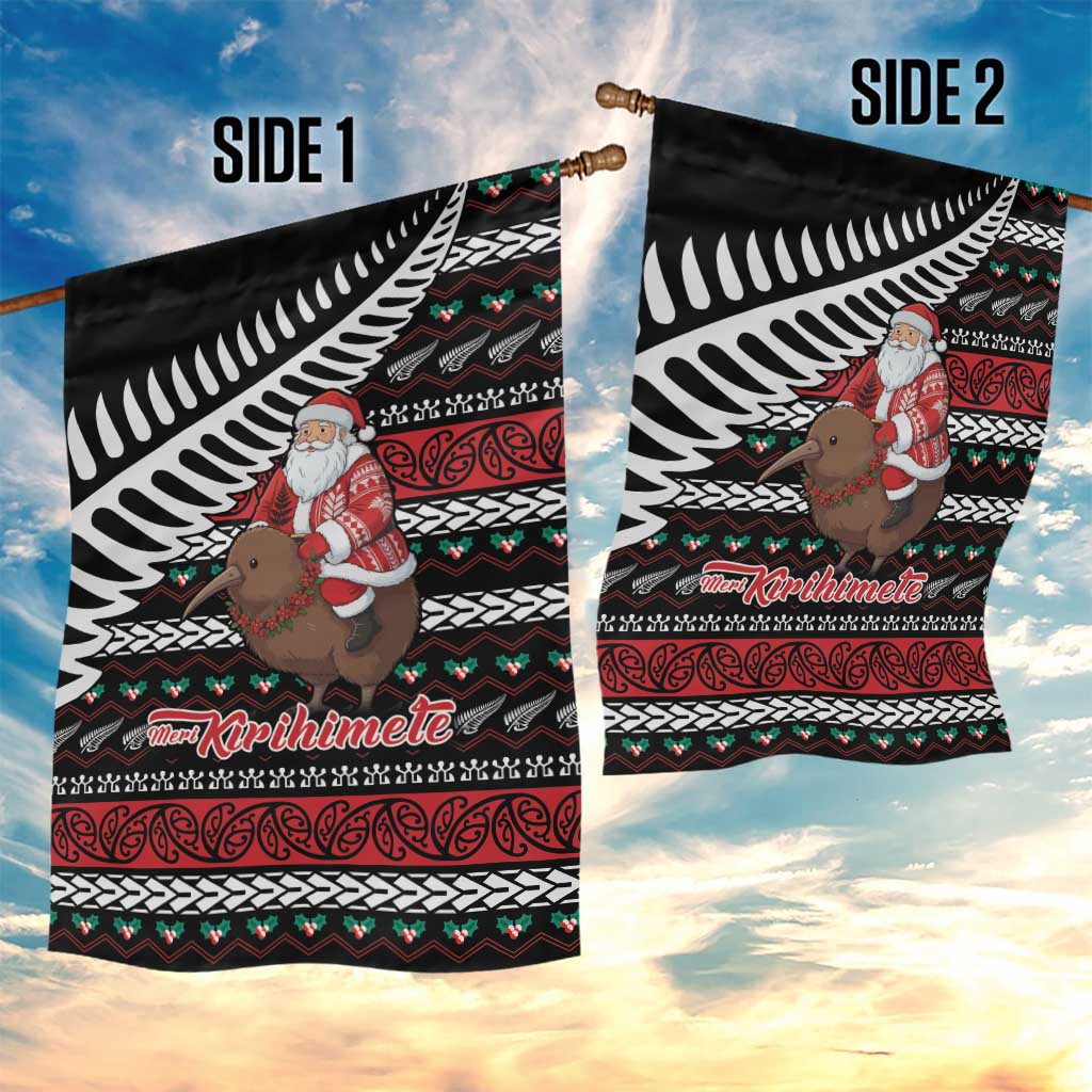 New Zealand Kiwi Santa Christmas Garden Flag He Wairua Kirihimete - Vibe Hoodie