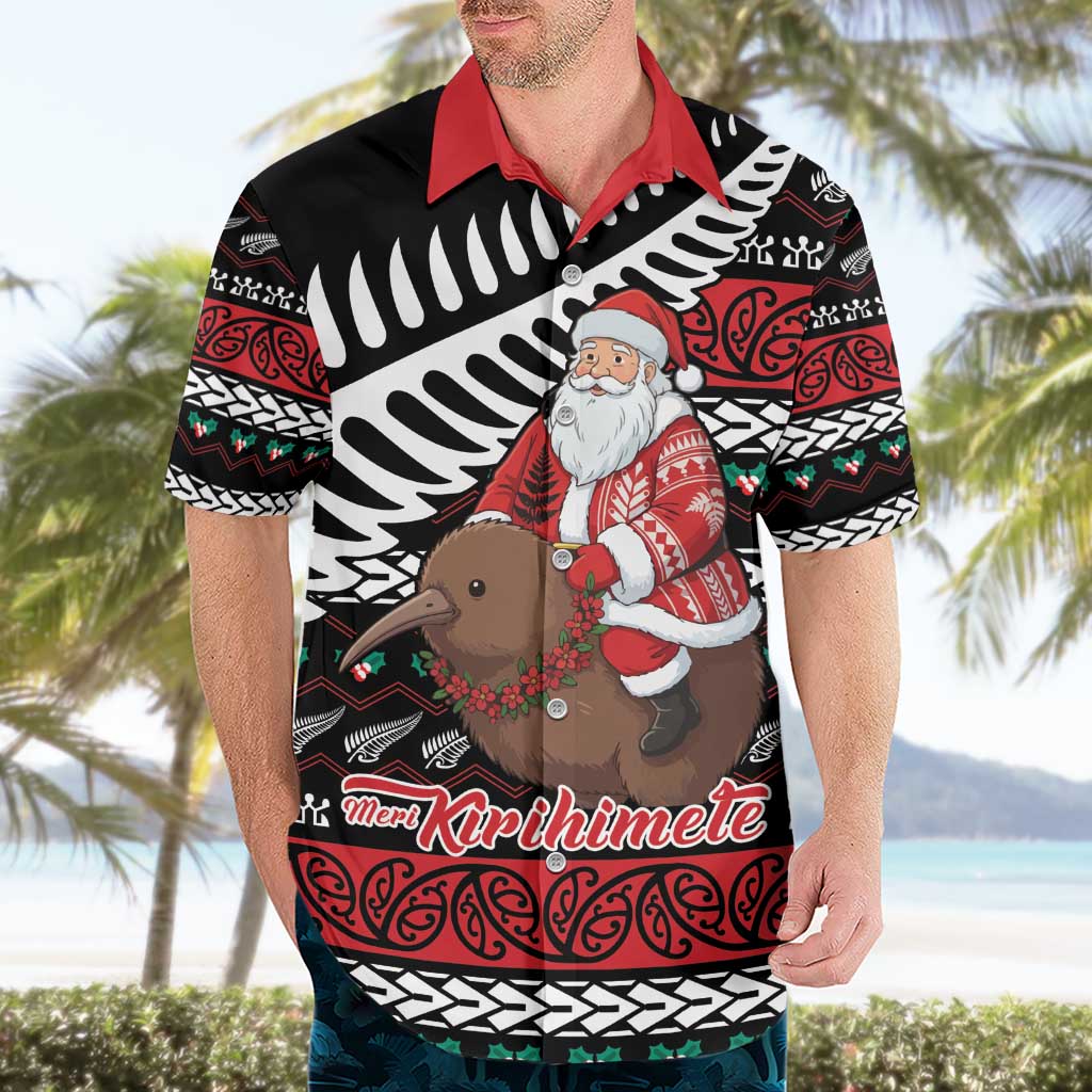 New Zealand Kiwi Santa Christmas Hawaiian Shirt He Wairua Kirihimete - Vibe Hoodie