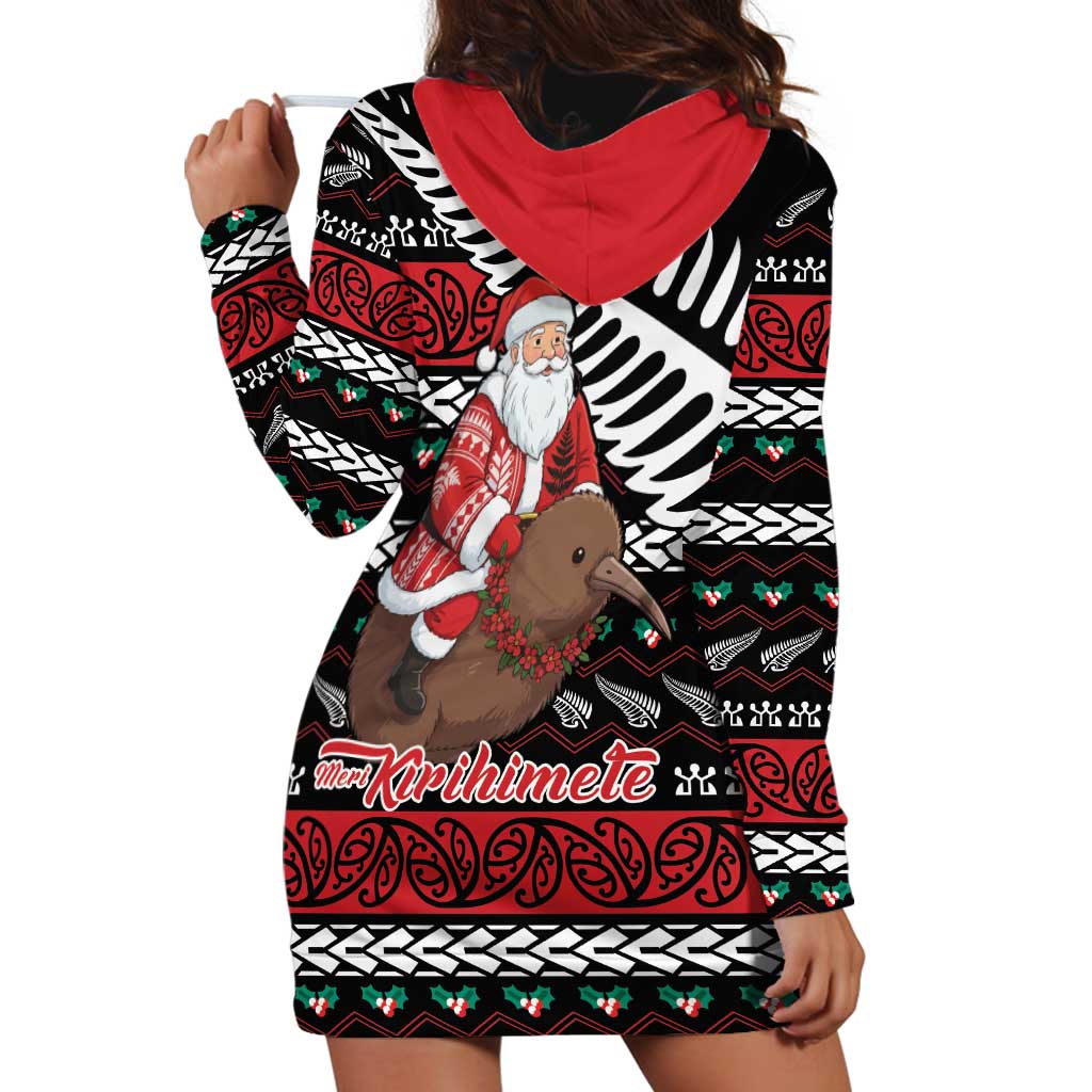 New Zealand Kiwi Santa Christmas Hoodie Dress He Wairua Kirihimete - Vibe Hoodie
