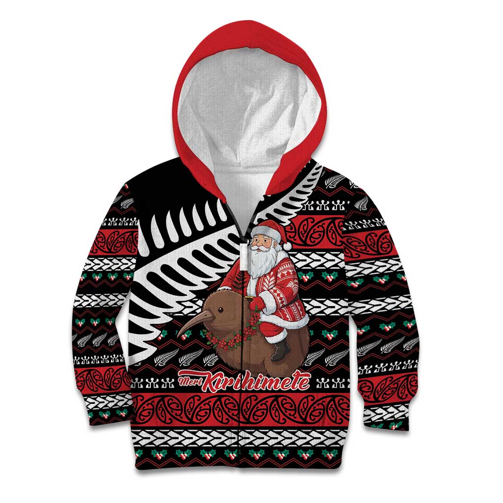New Zealand Kiwi Santa Christmas Kid Hoodie He Wairua Kirihimete - Vibe Hoodie