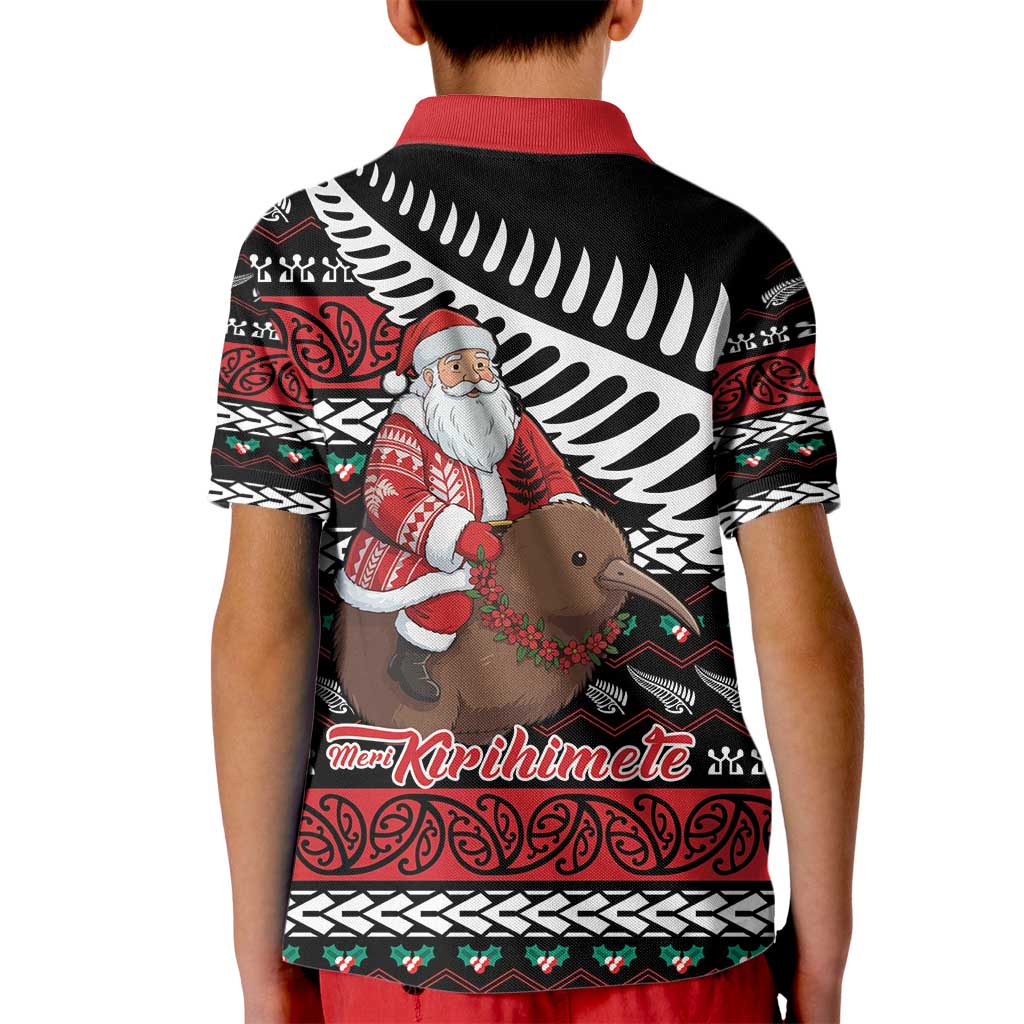 New Zealand Kiwi Santa Christmas Kid Polo Shirt He Wairua Kirihimete - Vibe Hoodie