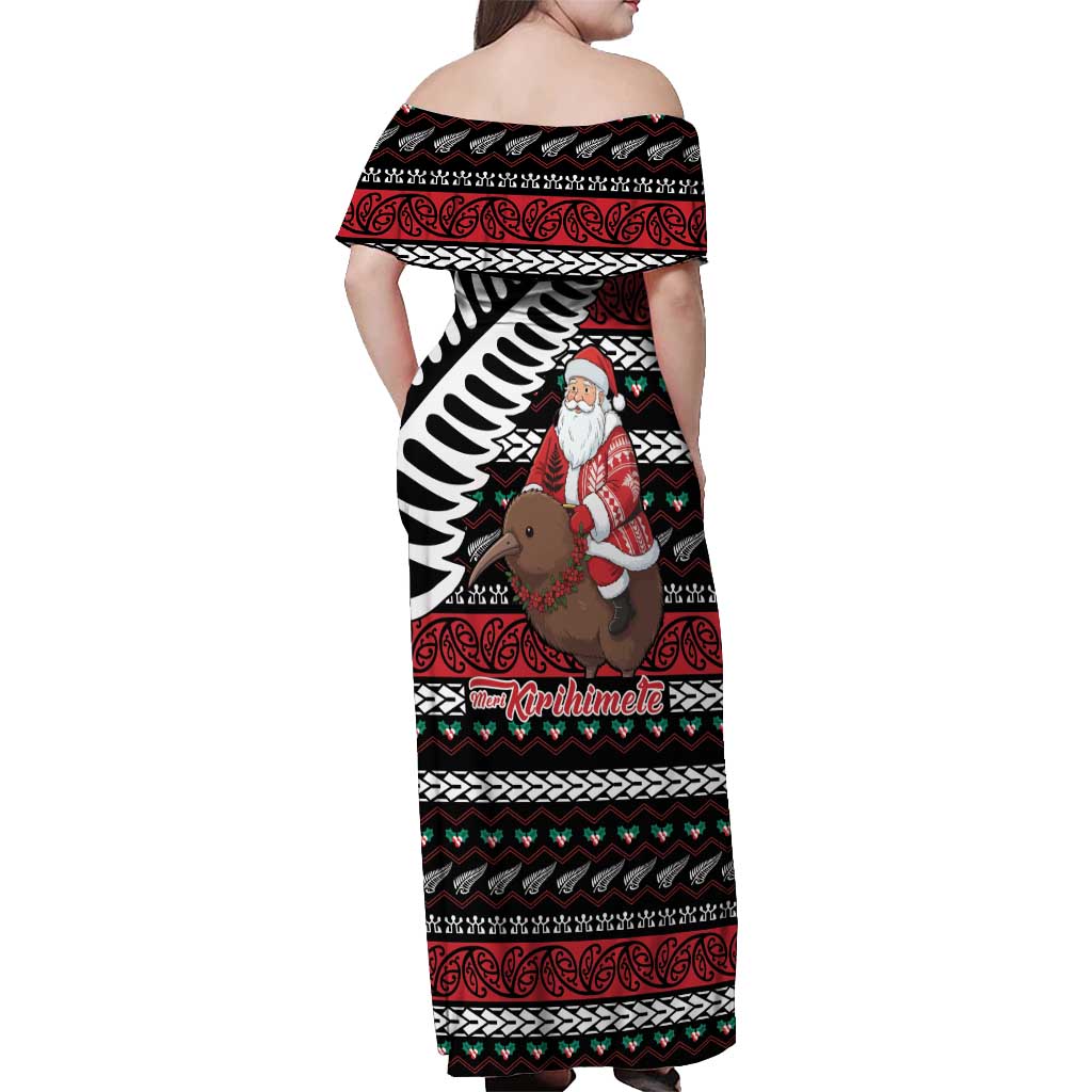New Zealand Kiwi Santa Christmas Off Shoulder Maxi Dress He Wairua Kirihimete - Vibe Hoodie