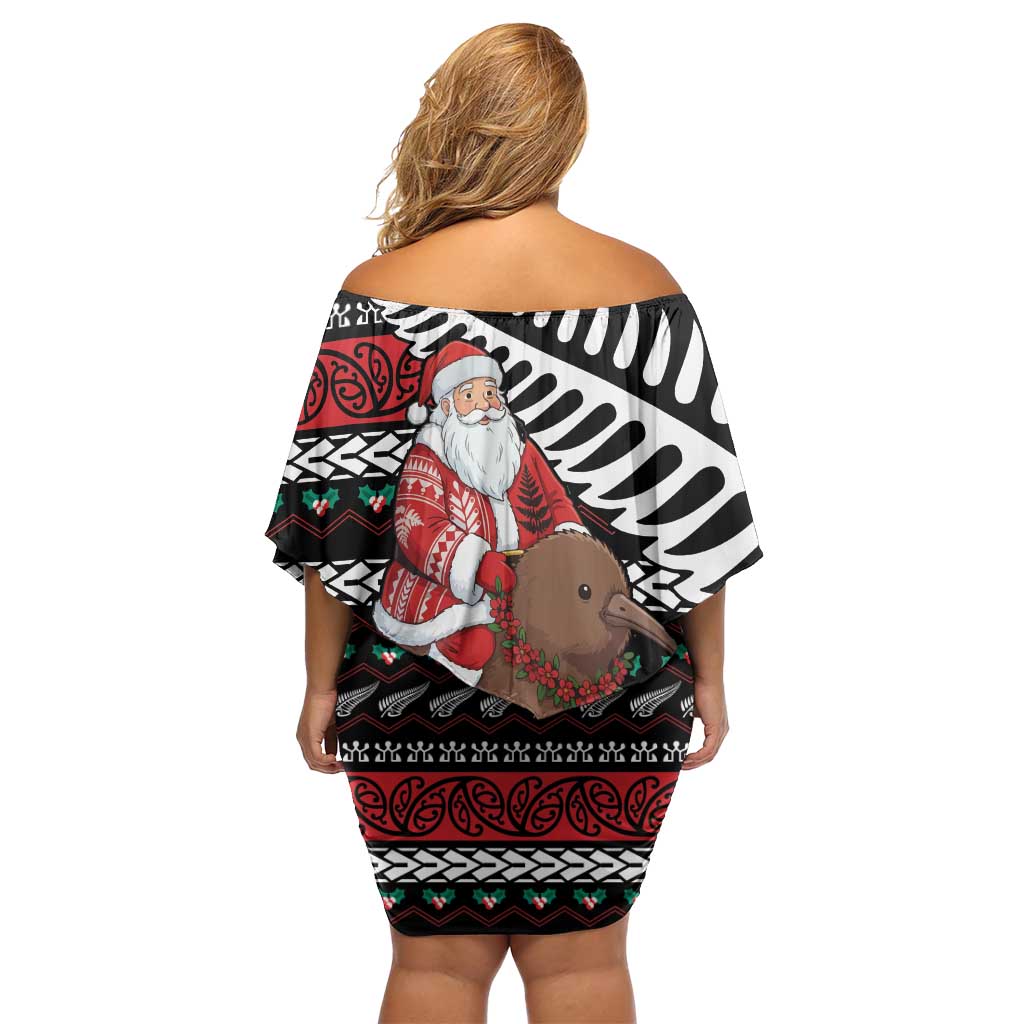 New Zealand Kiwi Santa Christmas Off Shoulder Short Dress He Wairua Kirihimete - Vibe Hoodie