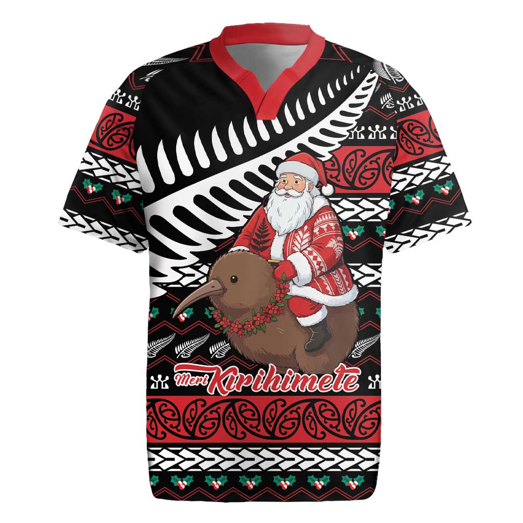 New Zealand Kiwi Santa Christmas Rugby Jersey He Wairua Kirihimete - Vibe Hoodie