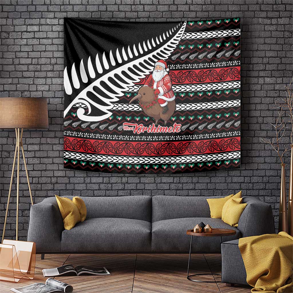 New Zealand Kiwi Santa Christmas Tapestry He Wairua Kirihimete - Vibe Hoodie