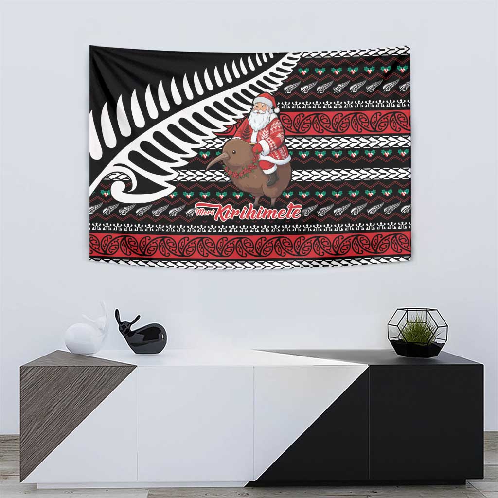 New Zealand Kiwi Santa Christmas Tapestry He Wairua Kirihimete - Vibe Hoodie