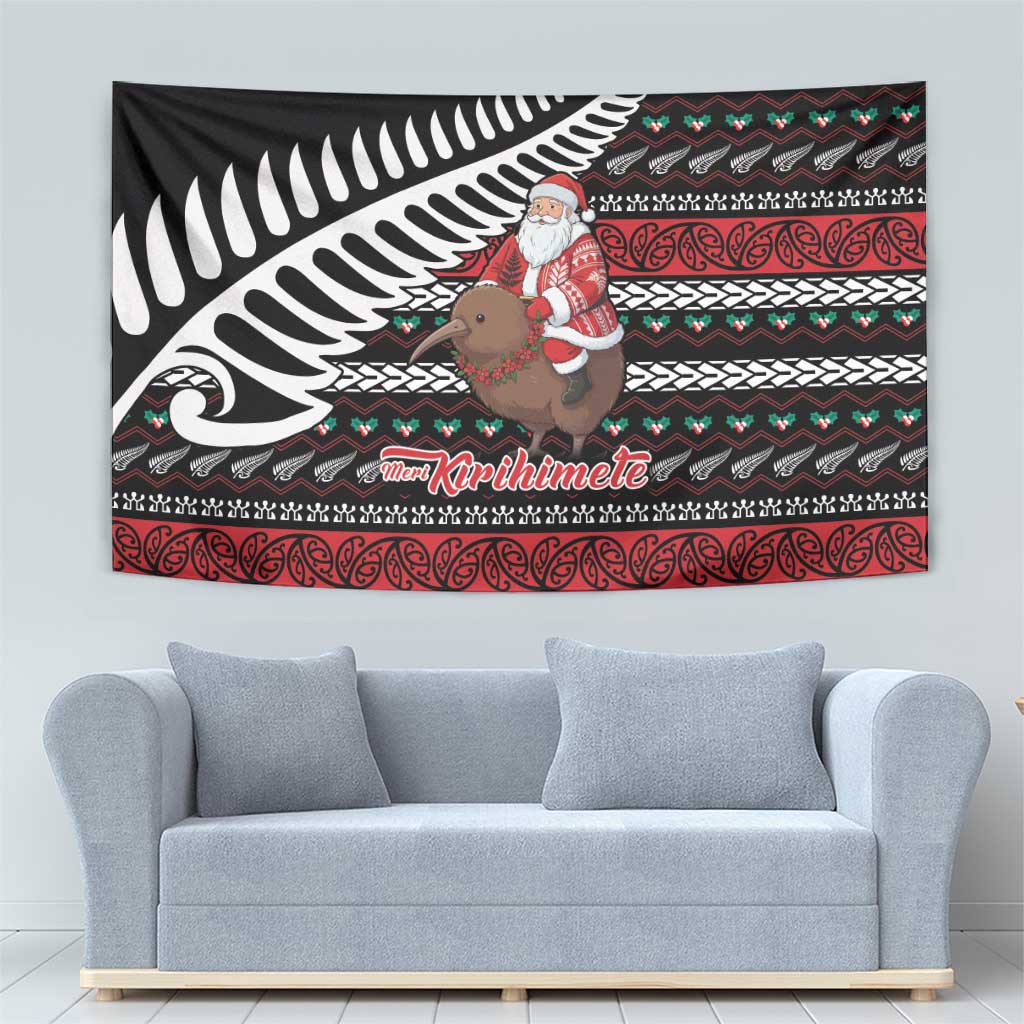 New Zealand Kiwi Santa Christmas Tapestry He Wairua Kirihimete - Vibe Hoodie