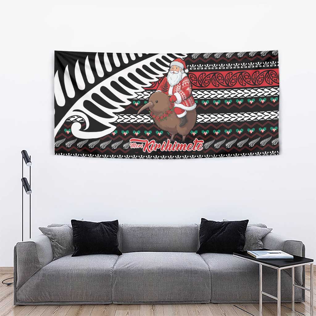 New Zealand Kiwi Santa Christmas Tapestry He Wairua Kirihimete - Vibe Hoodie