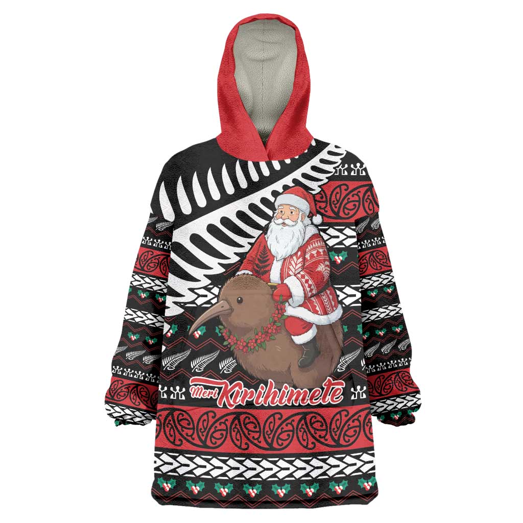 New Zealand Kiwi Santa Christmas Wearable Blanket Hoodie He Wairua Kirihimete - Vibe Hoodie