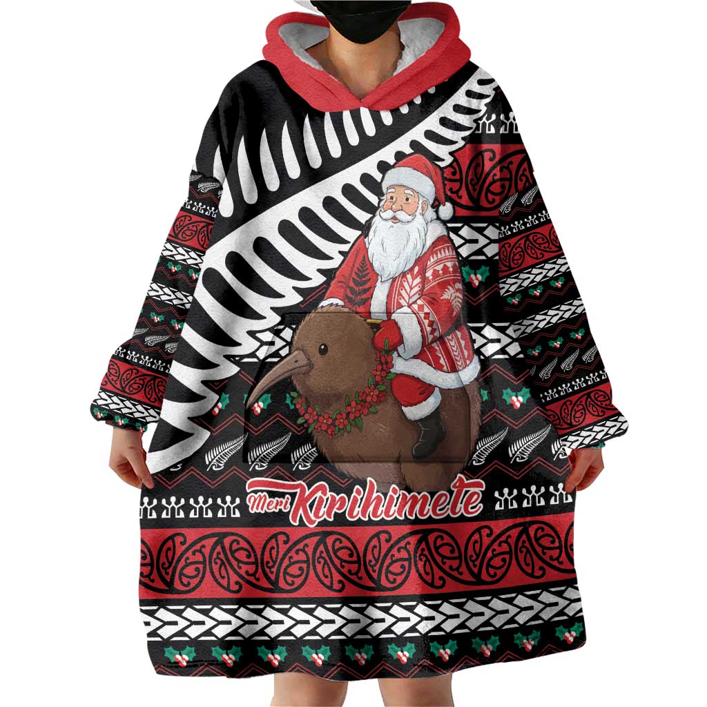 New Zealand Kiwi Santa Christmas Wearable Blanket Hoodie He Wairua Kirihimete - Vibe Hoodie