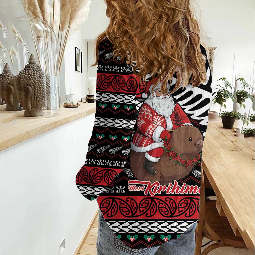 New Zealand Kiwi Santa Christmas Women Casual Shirt He Wairua Kirihimete - Vibe Hoodie