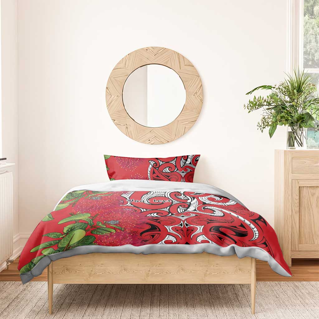 Personalised New Zealand Koru Pohutukawa Bedding Set Meri Kirihimete Aroha for Christmas - Vibe Hoodie