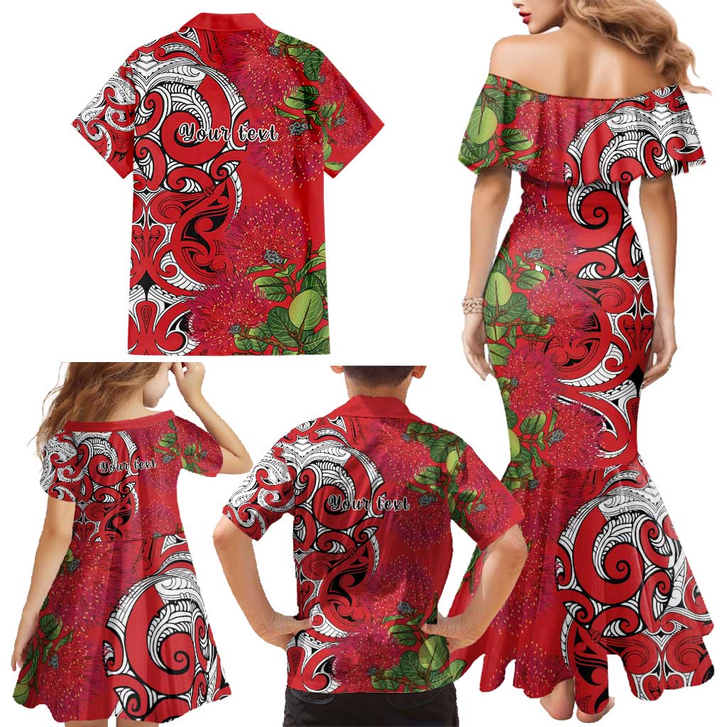 Personalised New Zealand Koru Pohutukawa Family Matching Mermaid Dress and Hawaiian Shirt Meri Kirihimete Aroha for Christmas - Vibe Hoodie