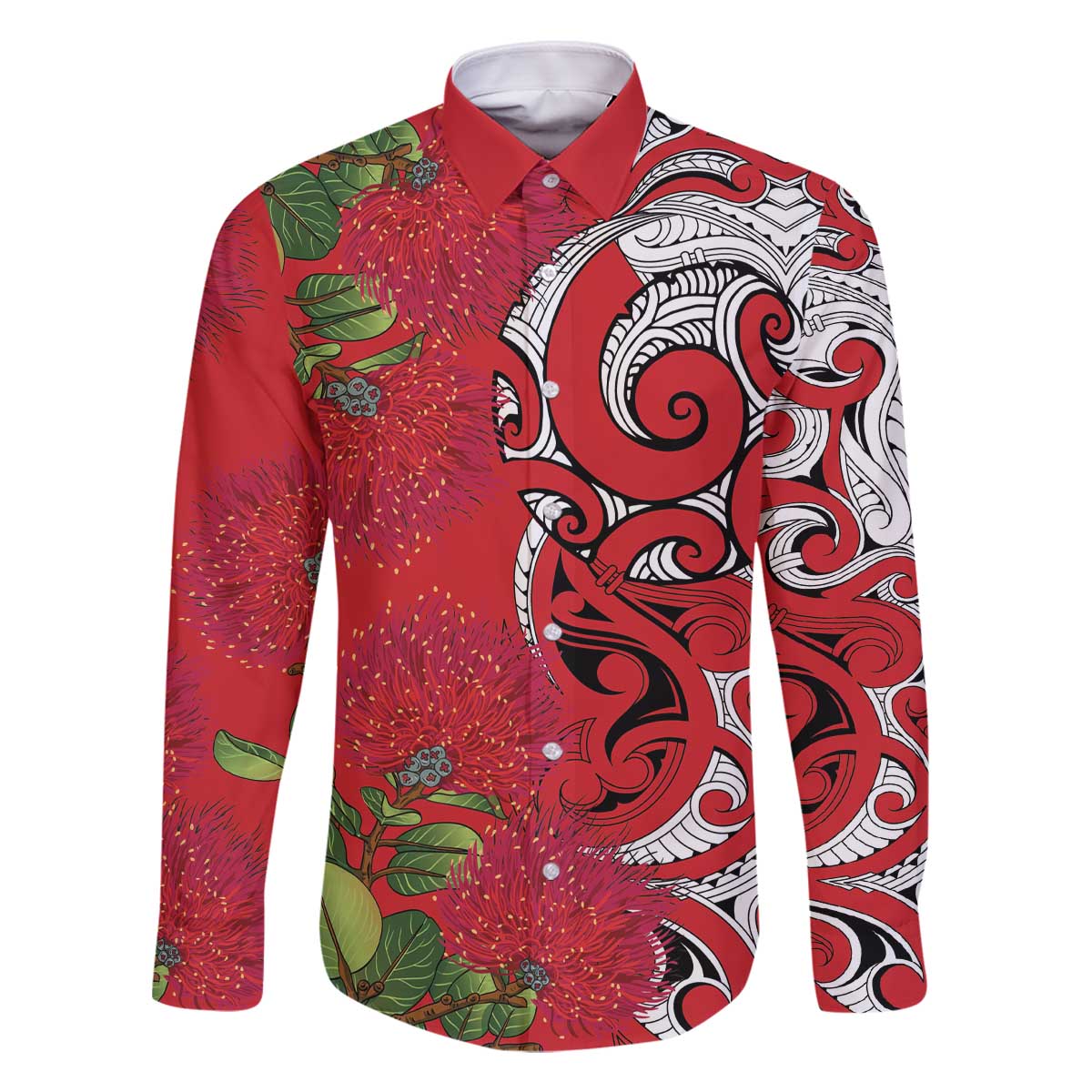 Personalised New Zealand Koru Pohutukawa Family Matching Off The Shoulder Long Sleeve Dress and Hawaiian Shirt Meri Kirihimete Aroha for Christmas - Vibe Hoodie
