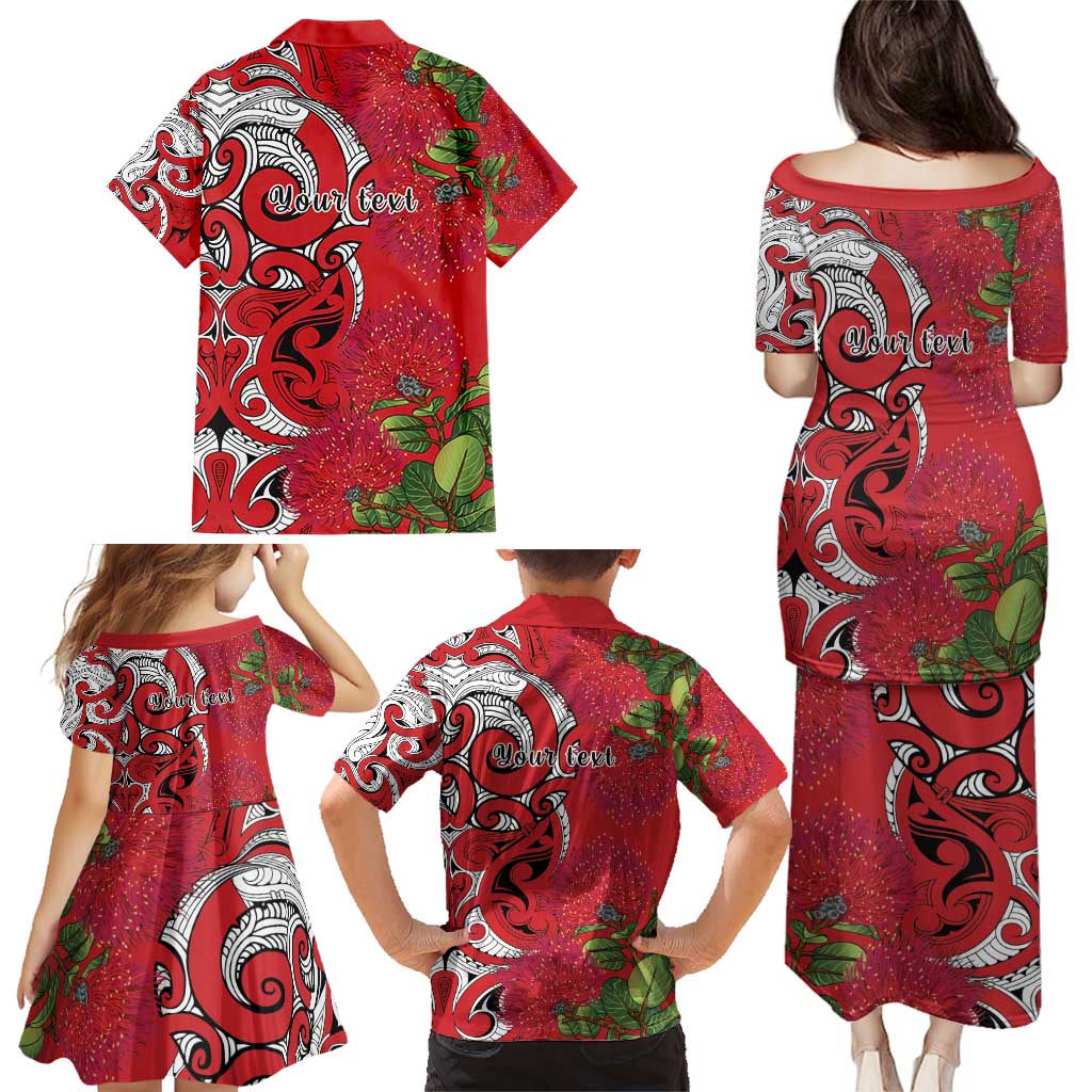 Personalised New Zealand Koru Pohutukawa Family Matching Puletasi and Hawaiian Shirt Meri Kirihimete Aroha for Christmas - Vibe Hoodie