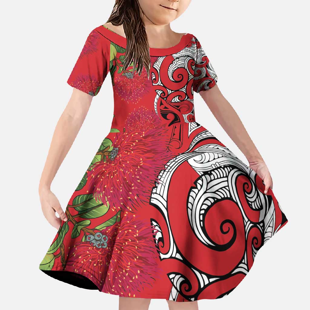 Personalised New Zealand Koru Pohutukawa Family Matching Short Sleeve Bodycon Dress and Hawaiian Shirt Meri Kirihimete Aroha for Christmas - Vibe Hoodie