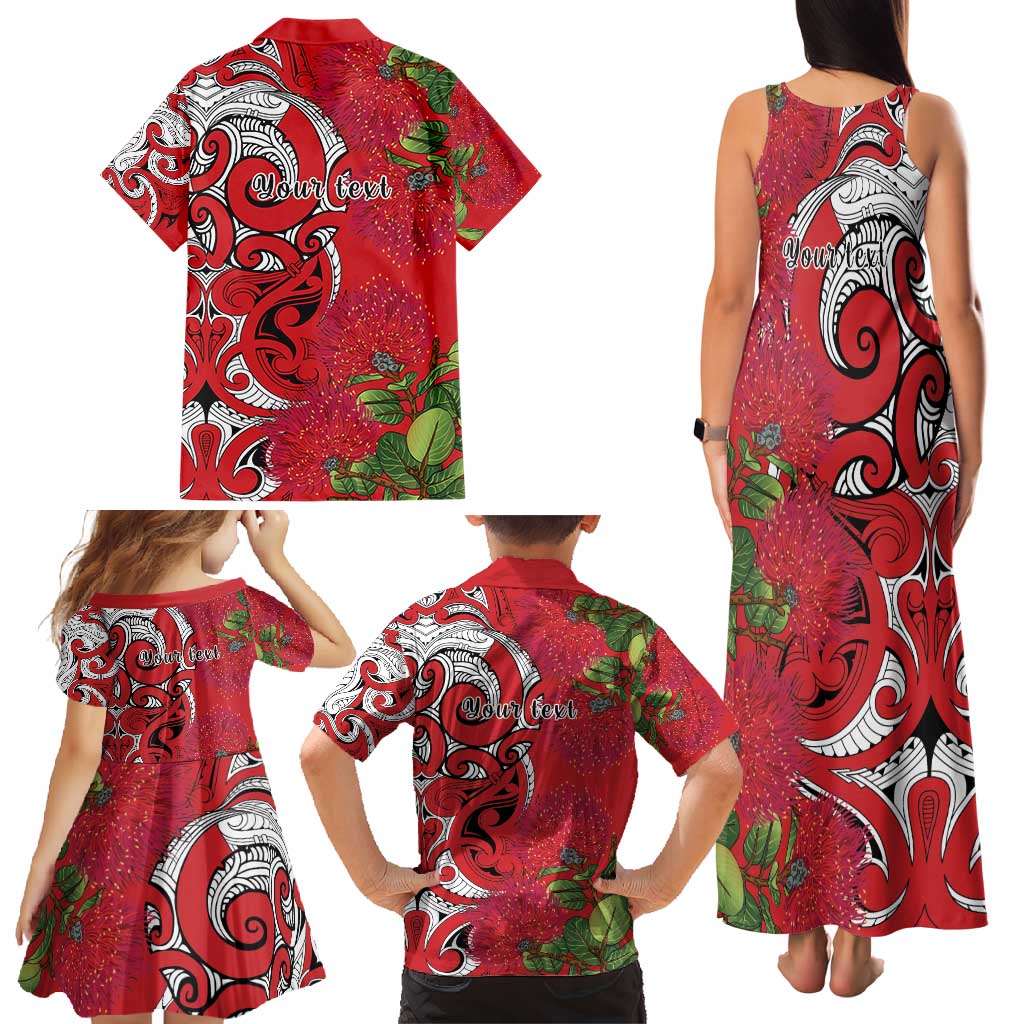 Personalised New Zealand Koru Pohutukawa Family Matching Tank Maxi Dress and Hawaiian Shirt Meri Kirihimete Aroha for Christmas - Vibe Hoodie