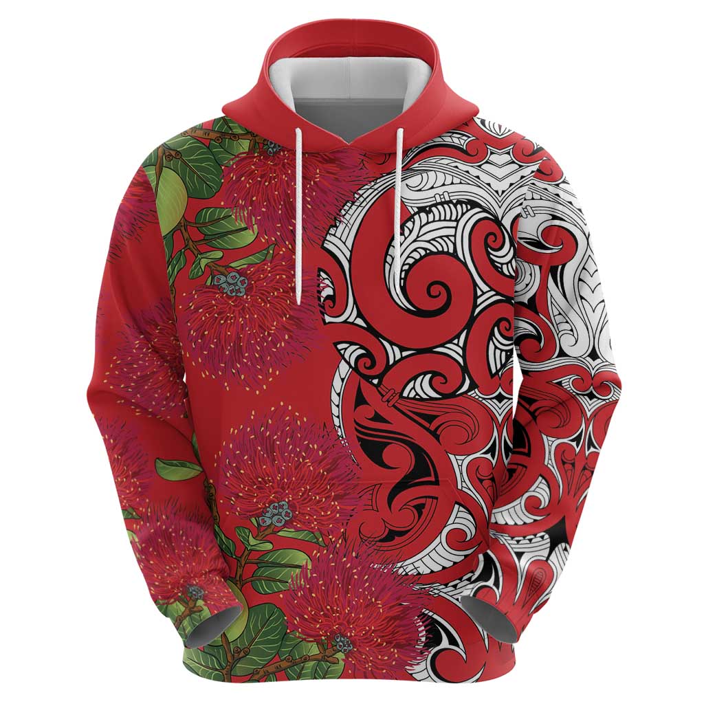 Personalised New Zealand Koru Pohutukawa Hoodie Meri Kirihimete Aroha for Christmas - Vibe Hoodie