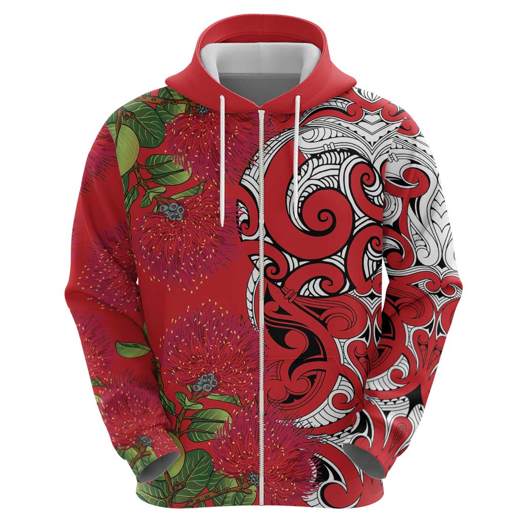 Personalised New Zealand Koru Pohutukawa Hoodie Meri Kirihimete Aroha for Christmas - Vibe Hoodie
