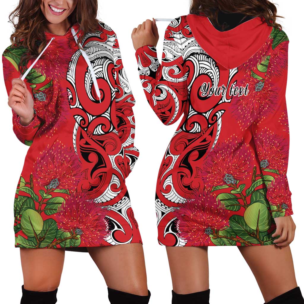 Personalised New Zealand Koru Pohutukawa Hoodie Dress Meri Kirihimete Aroha for Christmas - Vibe Hoodie