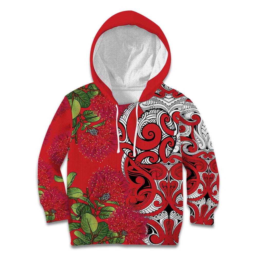 Personalised New Zealand Koru Pohutukawa Kid Hoodie Meri Kirihimete Aroha for Christmas - Vibe Hoodie