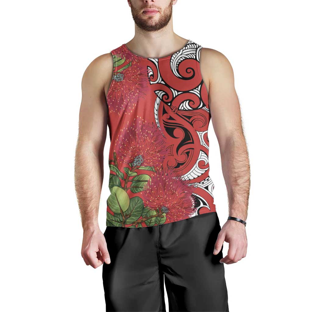 Personalised New Zealand Koru Pohutukawa Men Tank Top Meri Kirihimete Aroha for Christmas - Vibe Hoodie