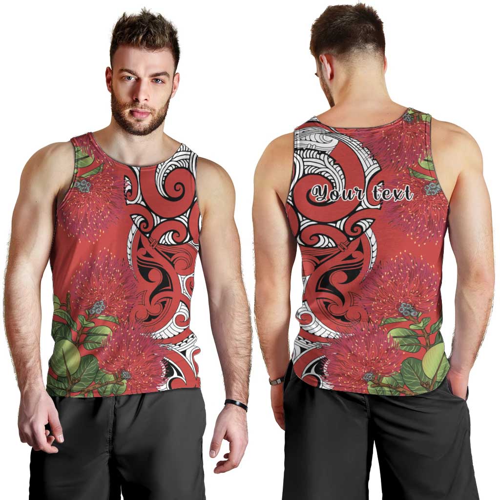 Personalised New Zealand Koru Pohutukawa Men Tank Top Meri Kirihimete Aroha for Christmas - Vibe Hoodie
