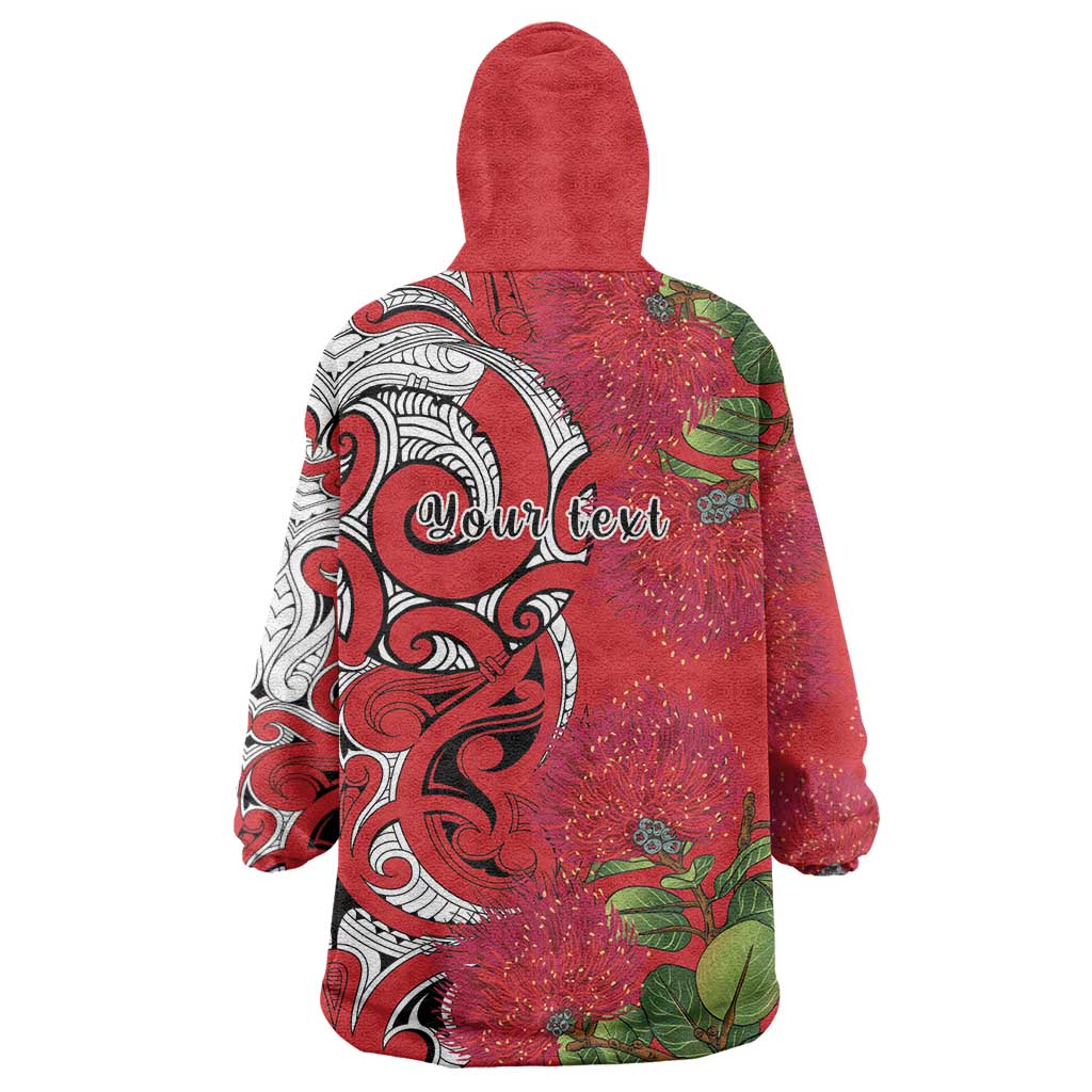 Personalised New Zealand Koru Pohutukawa Wearable Blanket Hoodie Meri Kirihimete Aroha for Christmas - Vibe Hoodie