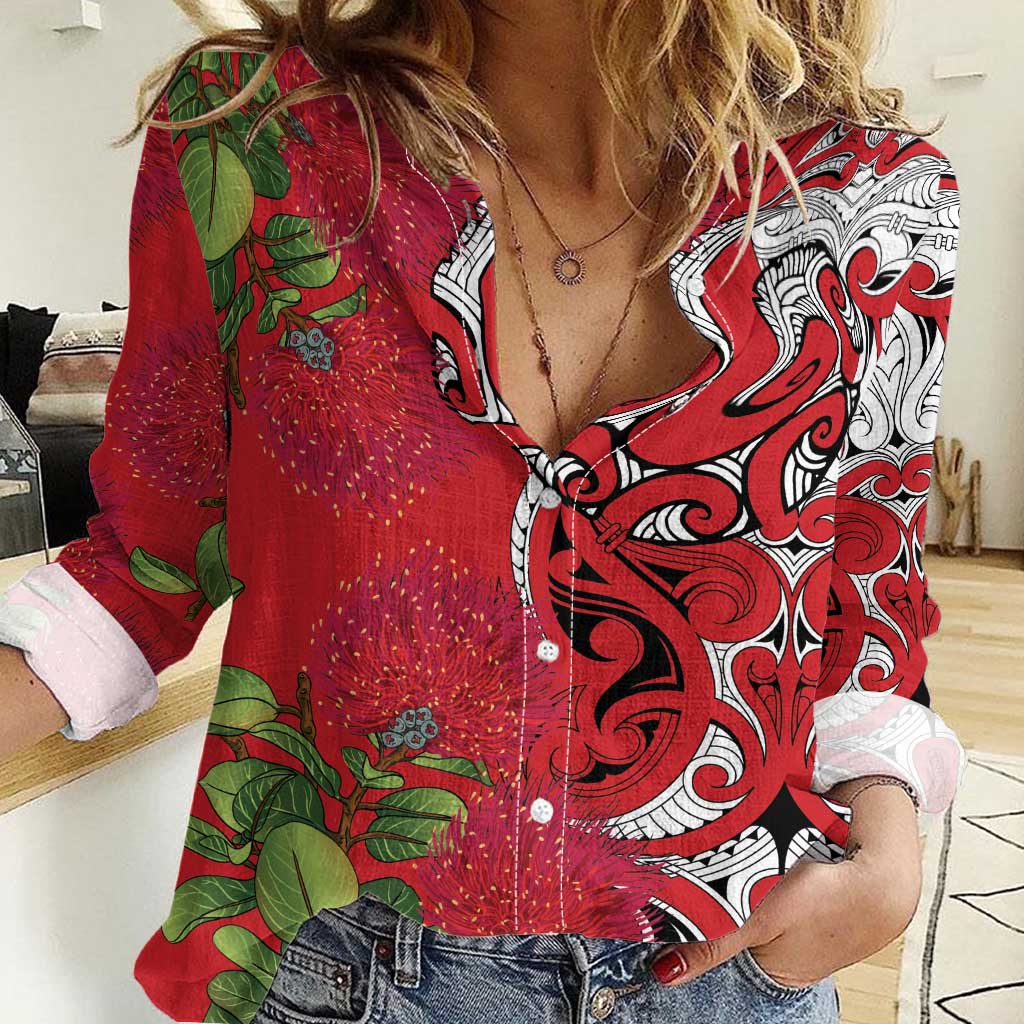 Personalised New Zealand Koru Pohutukawa Women Casual Shirt Meri Kirihimete Aroha for Christmas - Vibe Hoodie