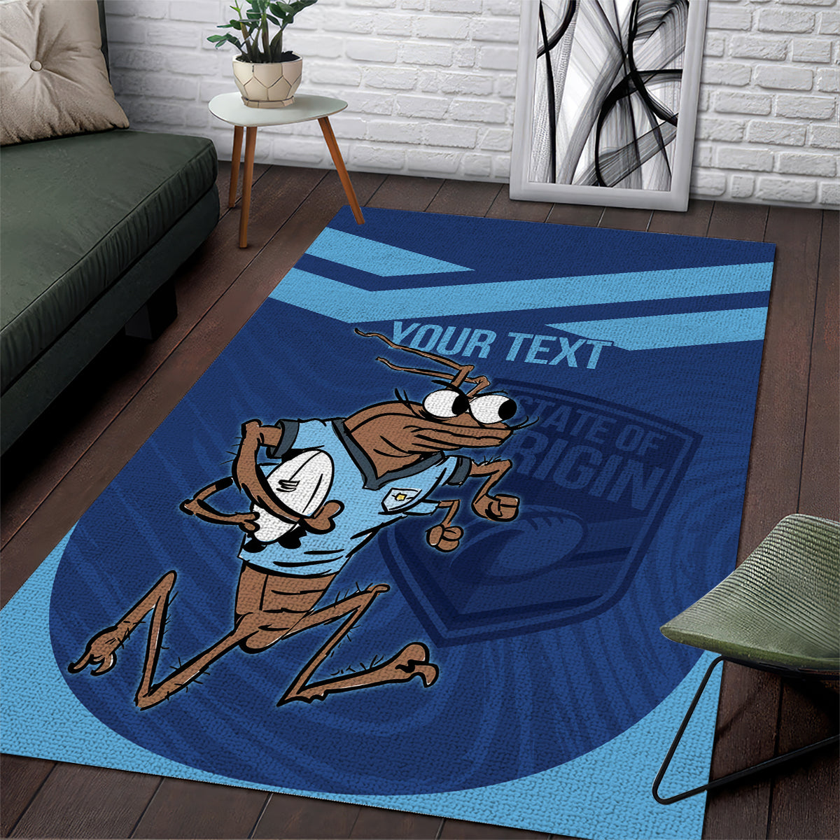 Custom New South Wales Rugby Area Rug Blues Cockroach Origin Sporty - Vibe Hoodie Shop