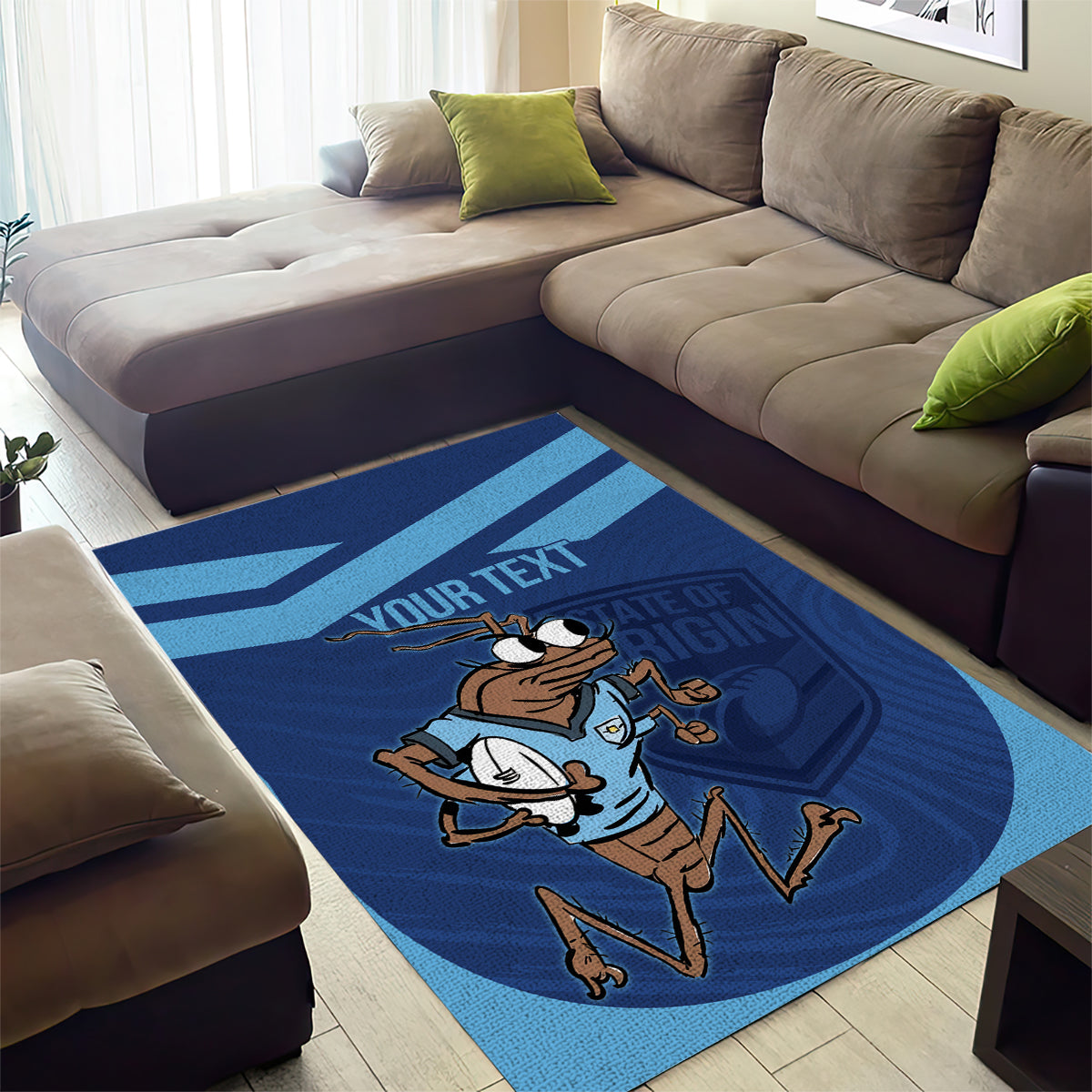 Custom New South Wales Rugby Area Rug Blues Cockroach Origin Sporty - Vibe Hoodie Shop