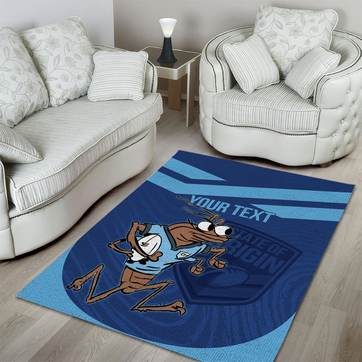 Custom New South Wales Rugby Area Rug Blues Cockroach Origin Sporty - Vibe Hoodie Shop