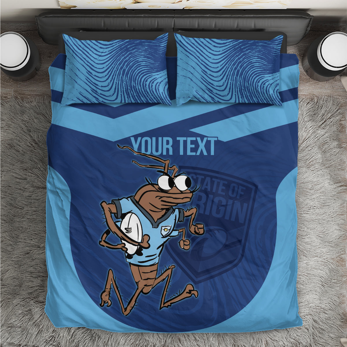 Custom New South Wales Rugby Bedding Set Blues Cockroach Origin Sporty - Vibe Hoodie Shop