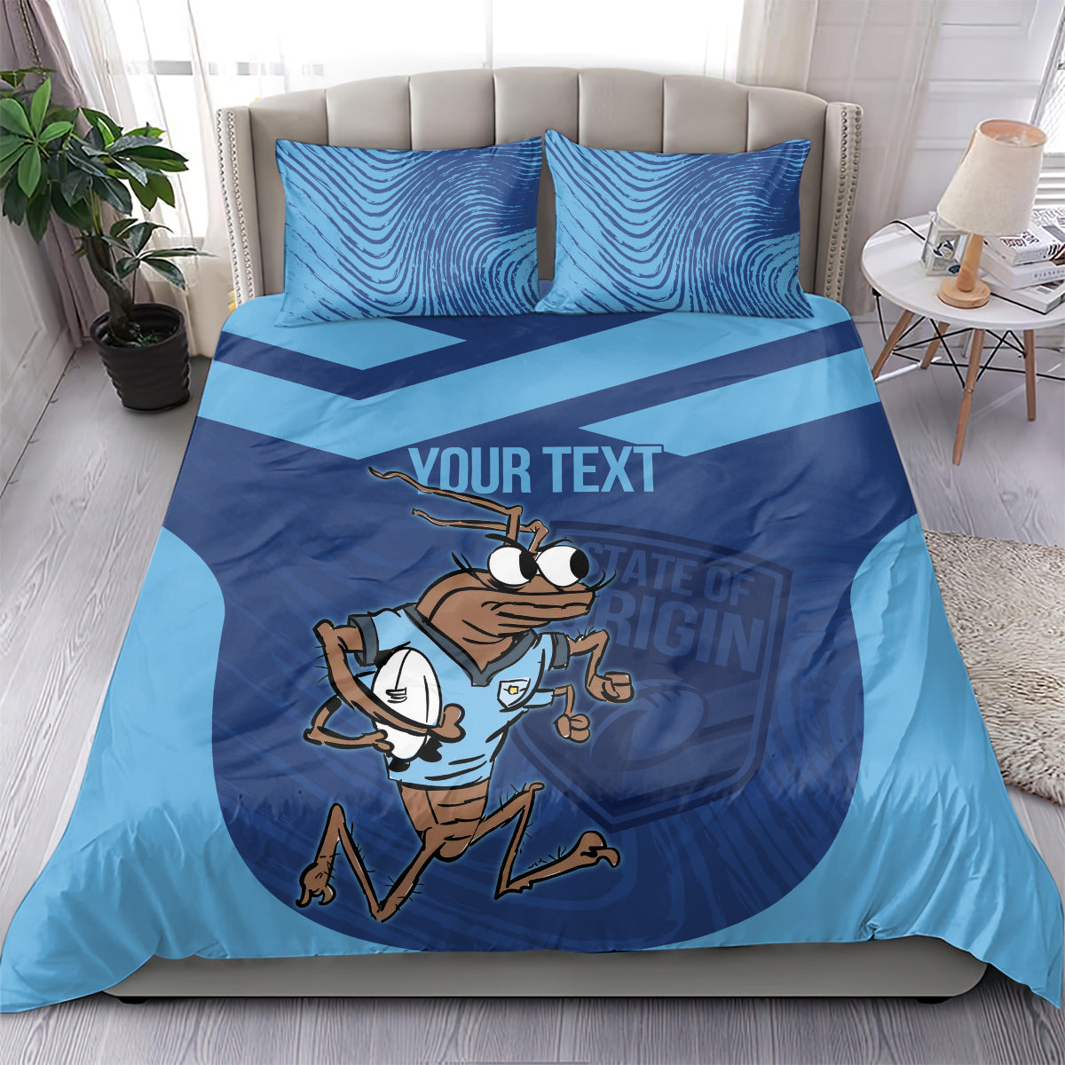 Custom New South Wales Rugby Bedding Set Blues Cockroach Origin Sporty - Vibe Hoodie Shop