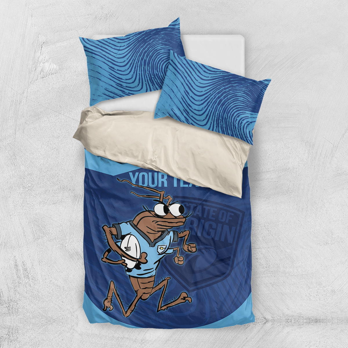 Custom New South Wales Rugby Bedding Set Blues Cockroach Origin Sporty - Vibe Hoodie Shop