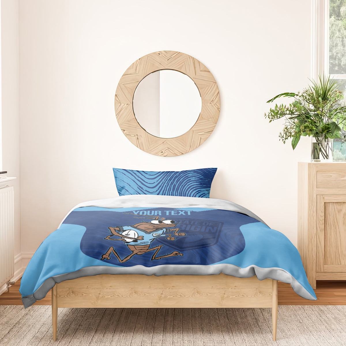 Custom New South Wales Rugby Bedding Set Blues Cockroach Origin Sporty - Vibe Hoodie Shop