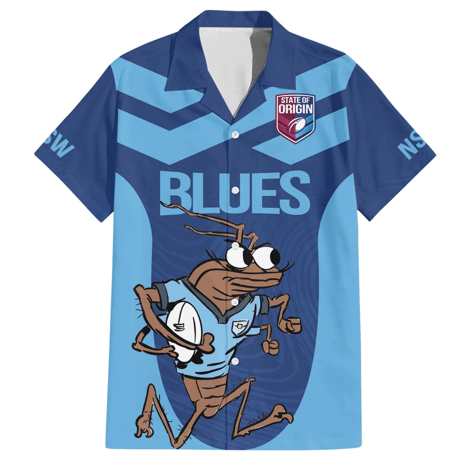 Custom New South Wales Rugby Hawaiian Shirt Blues Cockroach Origin Sporty - Vibe Hoodie Shop