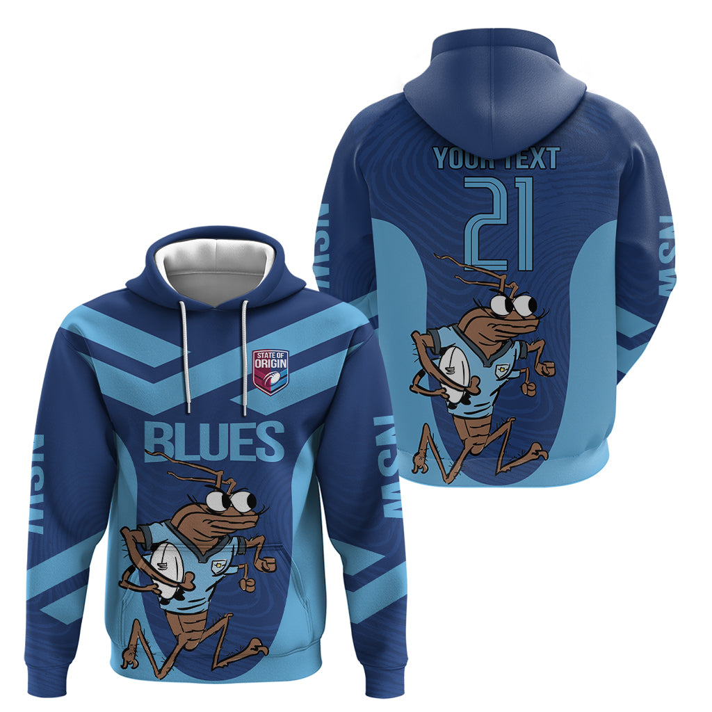 Custom New South Wales Rugby Hoodie Blues Cockroach Origin Sporty LT9 - Vibe Hoodie Shop