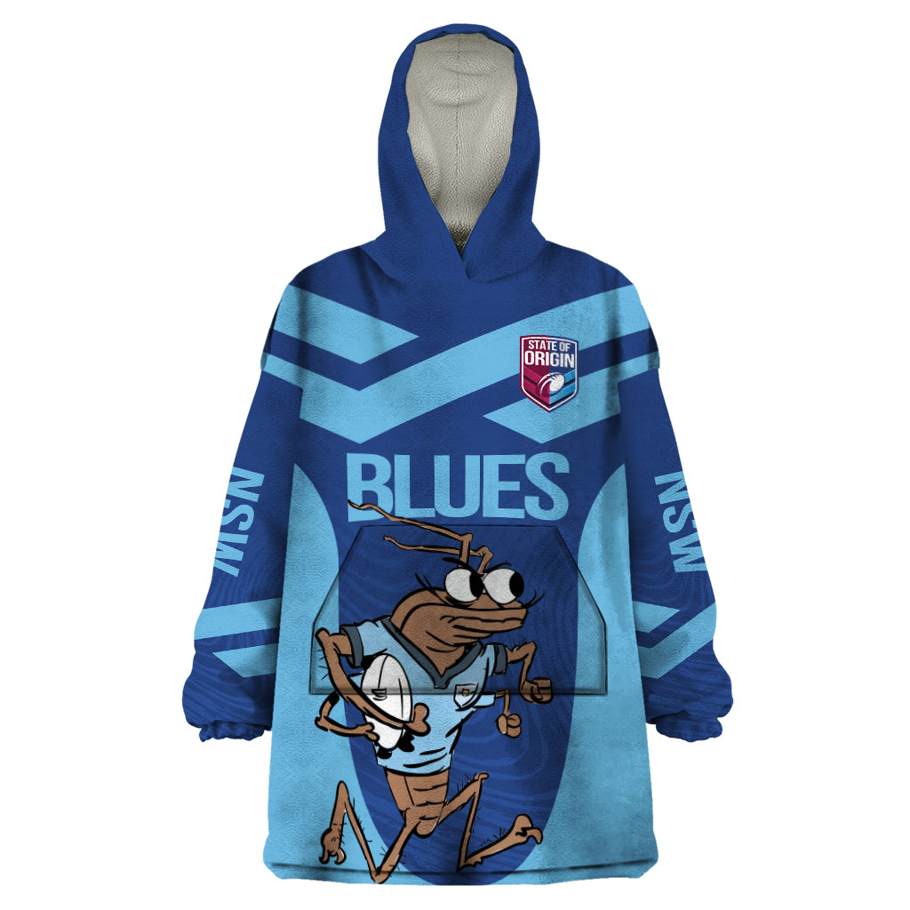 Custom New South Wales Rugby Wearable Blanket Hoodie Blues Cockroach Origin Sporty - Vibe Hoodie Shop